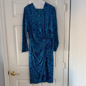Silks BY ST GILLIAN Elegant Blue Patterned Dress